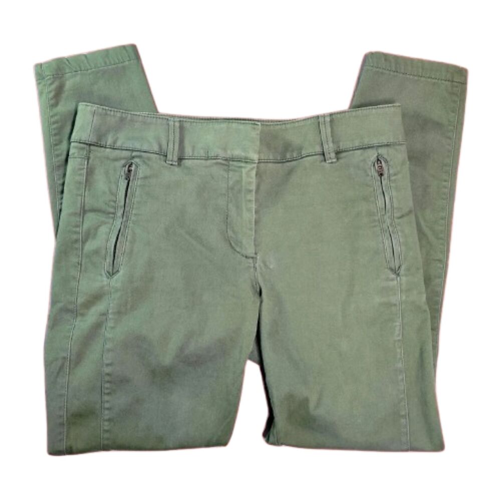 LOFT Women’s Pants Size 6 Green Stretch Straight Leg Zip Pocket Trousers